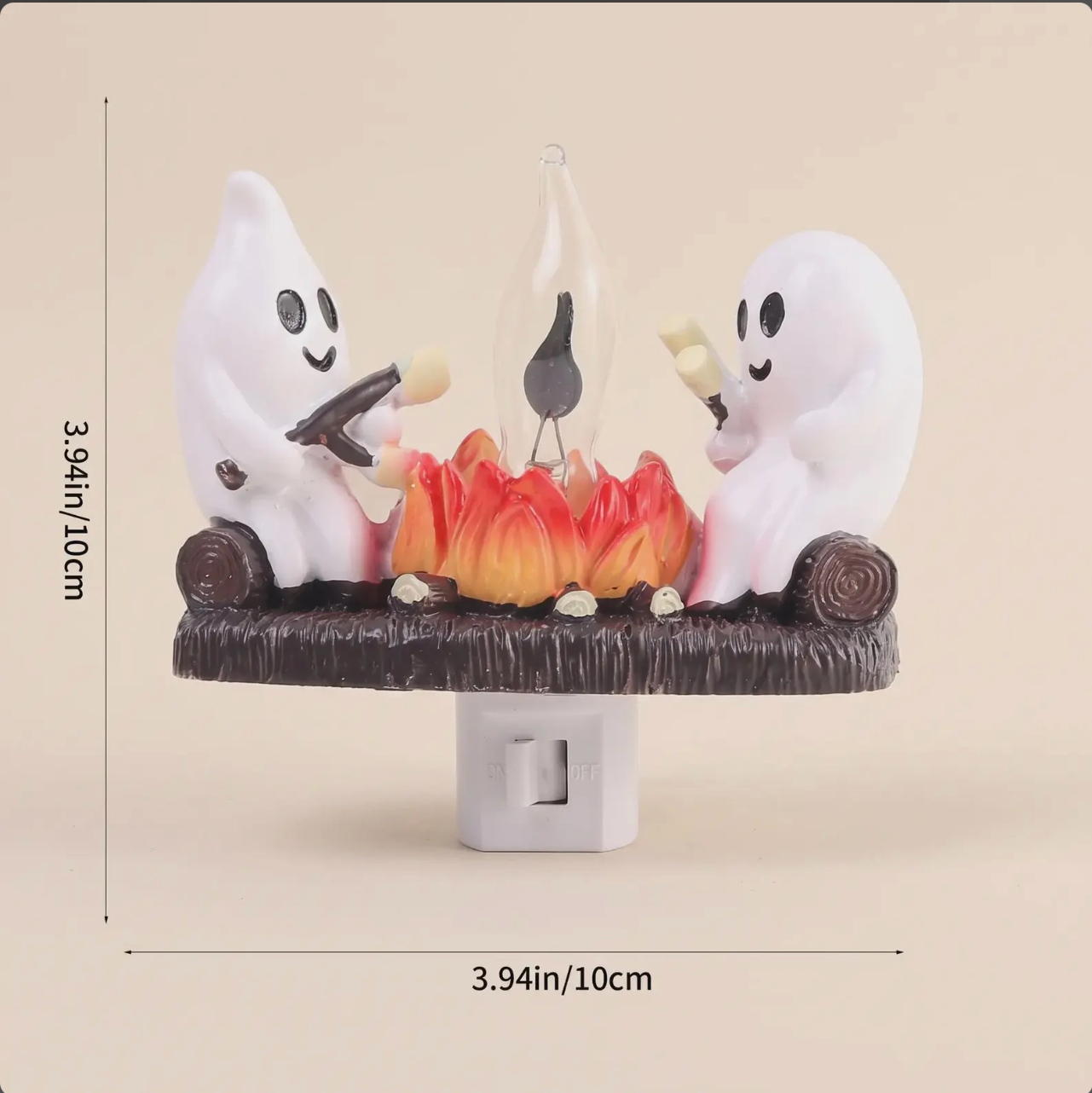 Ghosts Roasting Marshmallows Night Light, Halloween Nightlight Plug in Lamp